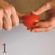 peeling and greeding tomatoes