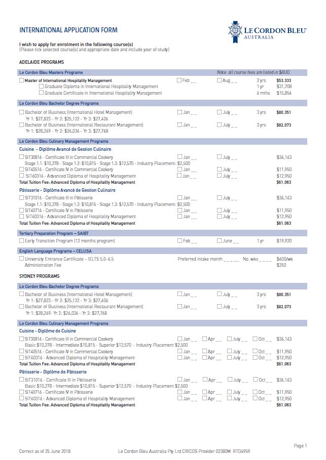 International Application Form