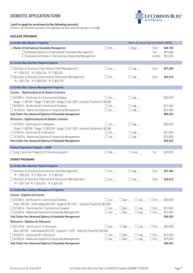 Download Brisbane Brochures | Hospitality Management | Culinary Arts