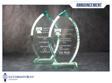 Le Cordon Bleu London awarded at Higher Education Awards 2018
