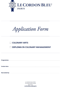 Application Form - Culinary Arts and DCM
