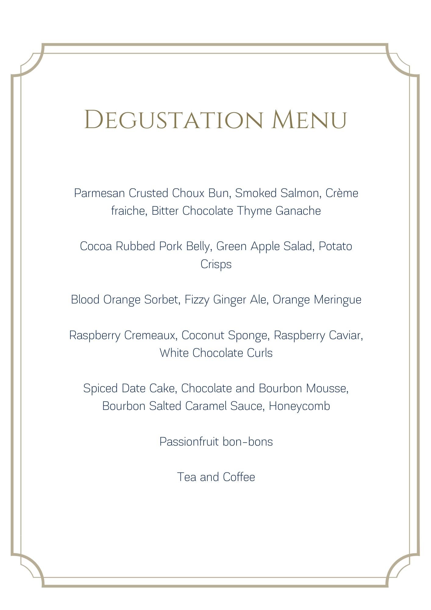 le cordon bleu degustation menu