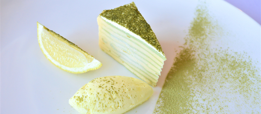 Matcha Green Tea and Lemon Syllabub Mille Cake