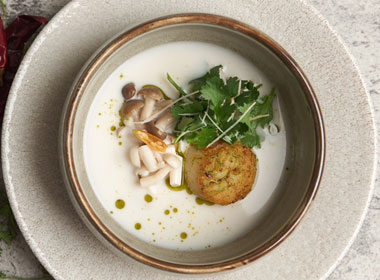 Advent Day Twenty Two: Thai Spiced Seared Scallop, Coconut Milk Soup with Asian Mushroom and Galangal