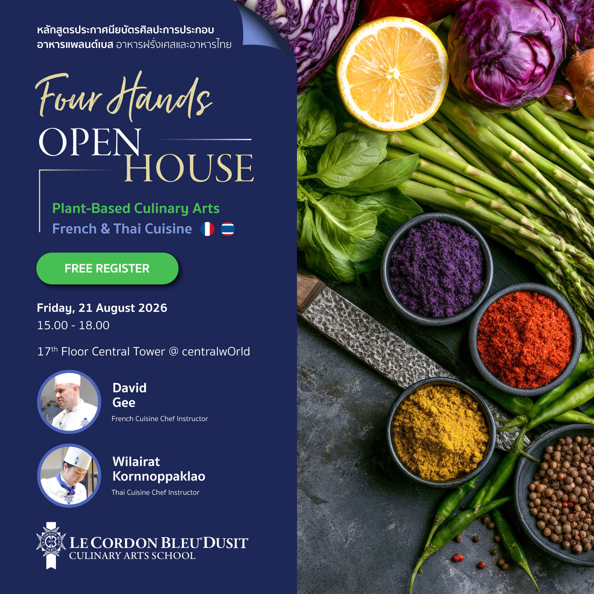 Open House -Four Hands Experience: Diploma in Plant-Based Culinary Arts (French & Thai Cuisine)