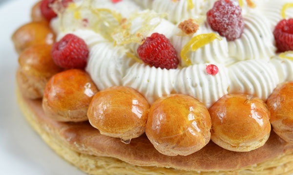Lemon and raspberry Saint-Honore